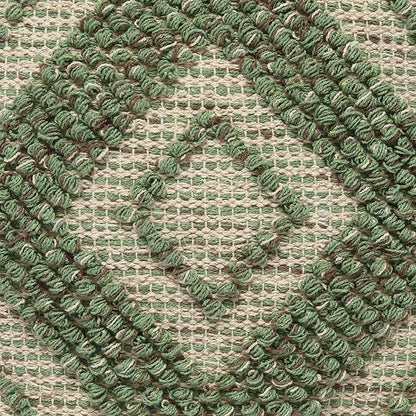 REDEARTH · Tufted Pouf Ottoman with Filler Textured Storage Cube Bean Bag Pouffe Footrest for Living Room, Bedroom, Nursery, Kidsroom; 100% Cotton (17.5"X17.5"X17.5", Solitaire Lozenge Kiwi)