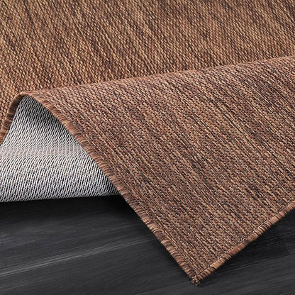 Washable Indoor Outdoor Rug Weather Resistant Carpet Modern Solid for Porch Deck Balcony Backyard Patio Rug 8x10 Gold Brown