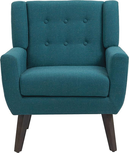 UIXE Accent Chair Modern Arm Chair, Mid Century Upholstered Club Armchair, Comfy Single Lounge Sofa Living Room Button Tufted Armrest Reading Seat Bedroom Side Seating, Turquoise Blue