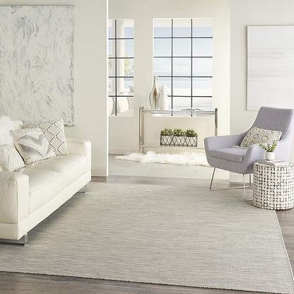 Nourison Positano Indoor-Outdoor Light Grey 7' x 10' Area Rug, Easy Cleaning, Non Shedding, Bed Room, Living Room, Dining Room, Backyard, Deck, Patio (7x10)