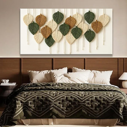 Tsomzxng Large Boho Wall Art Living Room Chic Home Wall Art Modern Multicolor Leaves Feather Canvas Wall Art Decor Picture For Bedroom Apartment Kitchen Ready To Hang 29" W X 58" L
