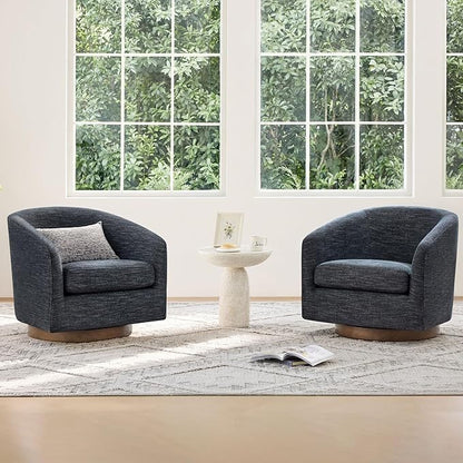 CHITA Swivel Accent Chair, FSC Certified Upholstered Fabric Barrel Chair for Living Room, Fully Assembled, Midnight