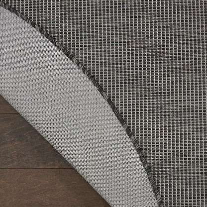 Nourison Positano Indoor/Outdoor Charcoal 6' x Round Area Rug, Easy Cleaning, Non Shedding, Bed Room, Living Room, Dining Room, Backyard, Deck, Patio (6 Round)