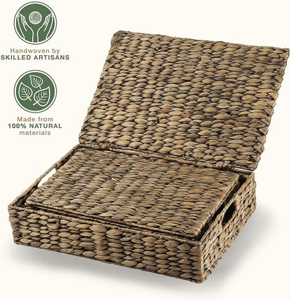 Set of 2 Decorative Storage Boxes With Lids for Home Decor, Shelves