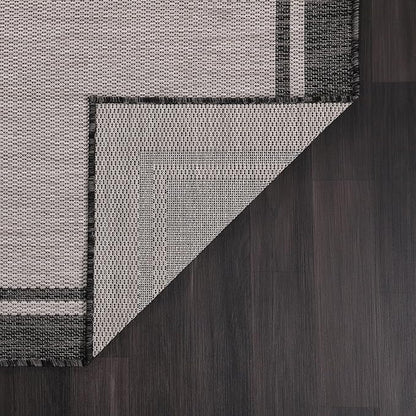 CAMILSON Indoor Outdoor Rug, 6x9 Bordered Gray Modern Area Rugs for Indoor and Outdoor Patios, Kitchen and Hallway Mats, Washable Porch Deck Outside Carpet (Bordered Grey, 6 x 9)