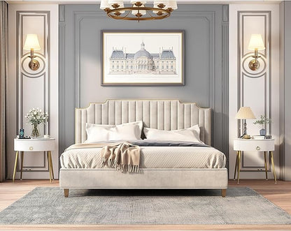 OIOG Round Nightstand with Drawer, Modern Side Table with Marbling Natural Stone Tabletop and Metal Legs, Small End Table with Storage for Living Room and Bedroom, Gold