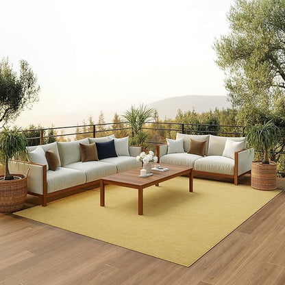 Nourison Home Positano Yellow 9' x 12' Area Rug, Modern, Solid, Indoor/Outdoor, Easy Cleaning, Non Shedding, Bed Room, Living Room, Deck, Backyard