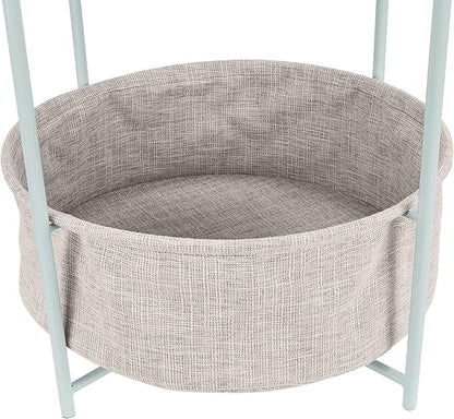 Amazon Basics Round Storage End Table, Side Table with Cloth Basket, Mint Green/Heather Gray, 18 in x 18 in x 19 in