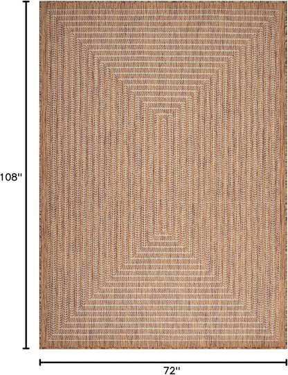 Adiva Rugs Outdoor Indoor Area Rug, Weather Resistant, Easy to Clean, Stain Resistant Floor Mat for Dining Room, Backyard, Deck, Patio (Wooden, 6' x 9')
