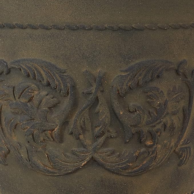 Sunnydaze 19.5-Inch Arabella Large Plant Pot - Polyresin Round Outdoor Planter with Drillable Drainage Holes - 4 Pack - Sable