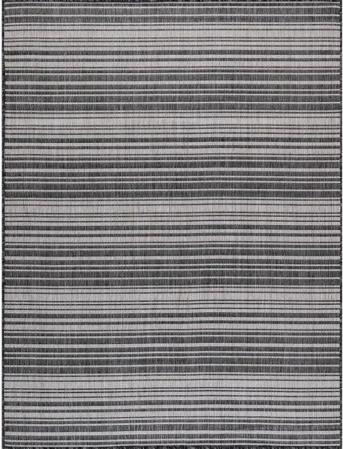 Stripe Outdoor Rug 5x7 Washable Outside Carpet for Indoor Patio Porch Waterproof Easy Cleaning Non Shedding Area Rugs Dark Gray 5 x 7