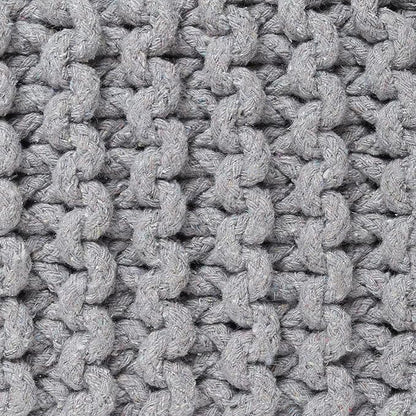 REDEARTH · Cube Low Pouf Foot Stool Ottoman - Hand Knitted Poof - Cord Boho Pouffe - Home Décor - Stuffed Footrest for Living Room - Nursery - Bedroom - Patio (16" x 16" x 8") - Light Gray