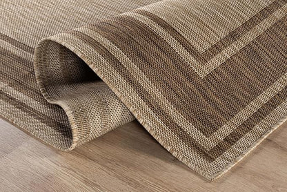 Beverly Rug Outdoor Rug 8x10 Modern Bordered Area Rugs for Indoor and Outdoor Patio Deck Porch Garden Waterproof Weather Sun Resistant Washable Outside Carpet (8 x 10 Jute)