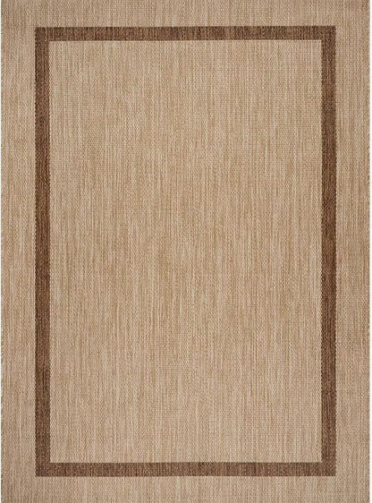 Bordered Outdoor Rug 9x12 Washable Outside Carpet for Indoor Patio Porch Waterproof Easy Cleaning Non Shedding Area Rugs Jute Beige - Nut Brown 9 x 12
