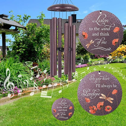 ASTARIN Dragonfly Wind Chimes for Loss of Loved One, Personalized Windchimes in Memory of a Loved One, Bereavement Gifts for Loss of Father Mother, 3 Size Deep Tone Wind Chime