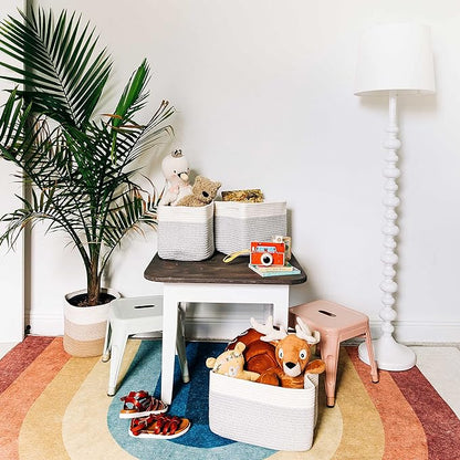 OrganiHaus Set of 3 Woven Storage Baskets for Organizing, Cotton Rope Organizer Bins for Shelves, Closet & Nursery, Dog Toy Basket, Decorative Bins for Toys, Towels & Books - 15x10x9, Grey