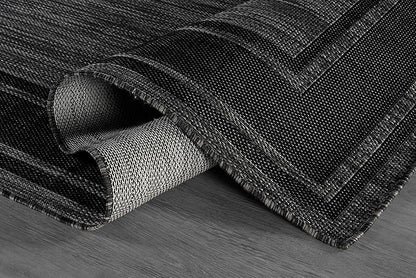 Beverly Rug Large Outdoor Rug 9x12 Modern Bordered Area Rugs for Indoor and Outdoor Patio Deck Porch Garden Waterproof Weather Sun Resistant Washable Outside Carpet (9 x 12 Black)