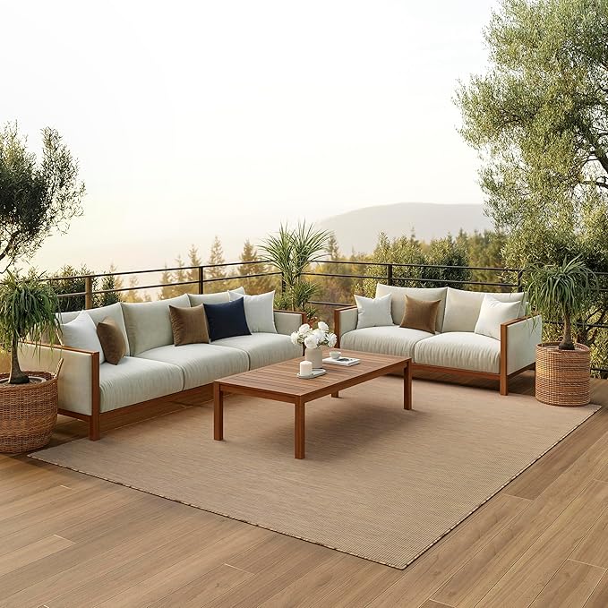 Nourison Home Positano Indoor/Outdoor Jute 9' x 12' Area Rug, Easy Cleaning, Non Shedding, Bed Room, Living Room, Dining Room, Backyard, Deck, Patio (9x12)