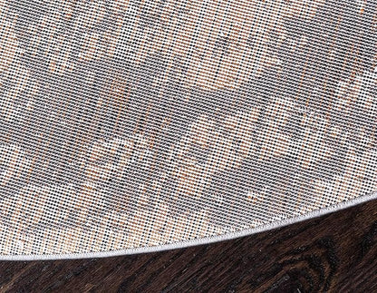 Unique Loom Rosso Collection Vintage, Geometric, Bohemian, Traditional, Distressed, Southwestern Area Rug, Round 3' 3" x 3' 3", Light Gray/Ivory