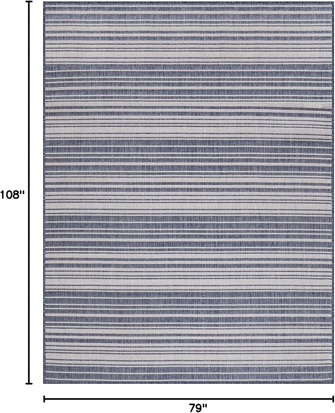 Stripe Outdoor Rug 6x9 Washable Outside Carpet for Indoor Patio Porch Waterproof Easy Cleaning Non Shedding Area Rugs Blue 6 x 9