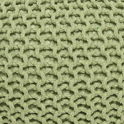 REDEARTH Round Pouf Foot Stool Ottoman - Cotton Knitted Cord Boho Pouffe - Cable Poof Filled Footrest Stuffed for Living Room - Nursery - Bedroom - Patio - Lounge (19.5"x19.5"x14") - Kiwi