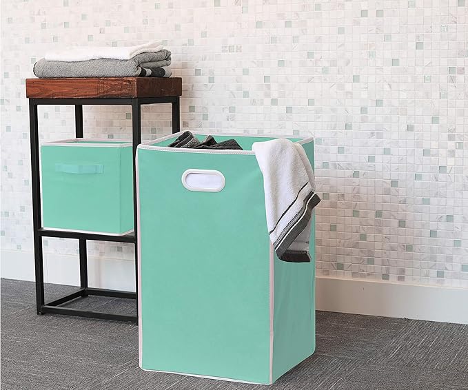 Simple Houseware Foldable Closet Laundry Hamper Basket, Turquoise