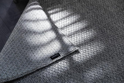 CAMILSON Easy Jute Rug 8x10, Indoor Outdoor Grey Color Area Rugs for Living Room Farmhouse Patio and Kitchen Rug, Solid Boho Woven Design, Easy-Cleaning, Washable Outside Carpet Alfombras (8 x 10)