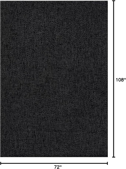CAMILSON Easy Jute Rug 6x9, Indoor Outdoor Dark Gray Black Farmhouse Area Rugs for Living Room Patio and Kitchen Rug, Solid Boho Woven Design, Easy-Cleaning, Washable Outside Carpet Alfombras (6 x 9)