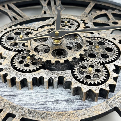 HOIBAI Wall Clock, Clocks for Living Room Decor 20 Inch Big Moving Gears Clock Farmhouse Vintage Rustic Wall Clock for Home Bedroom House Kitchen Wall Decor