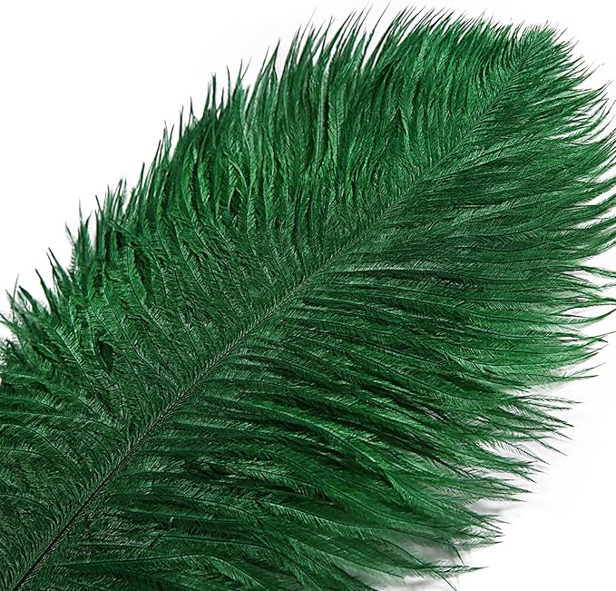 THARAHT Blackish Green Ostrich Feathers 12pcs Large Natural Bulk 14-16Inch 35cm-40cm for Wedding Party Centerpieces Mardi Gras Decoration Feather