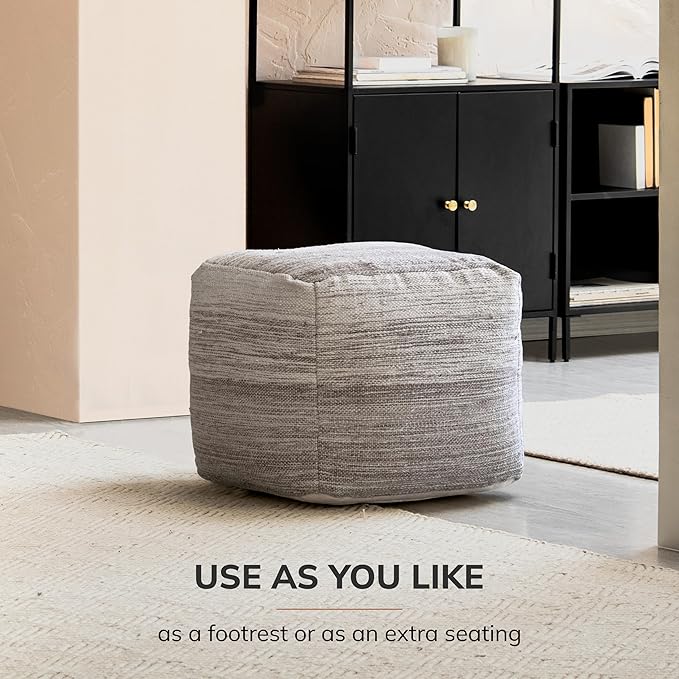 Anji Mountain 20"x20"x20" Handmade & Handcrafted Ottoman Pouf Comfortable Pouf Ottoman Foot Rest & Home Décor Accent for Living Room, Bedroom, Nursery, Kids Room, Patio
