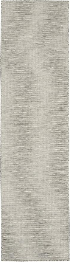 Nourison Positano Indoor/Outdoor Light Grey 2'2" x 8' Area Rug, Easy Cleaning, Non Shedding, Bed Room, Living Room, Dining Room, Backyard, Deck, Patio (2x8)