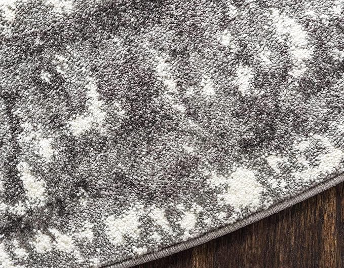 Unique Loom Rosso Collection Vintage, Traditional, Bohemian, Geometric, Distressed, Southwestern Area Rug, 3' 3" x 3' 3", Gray/Ivory