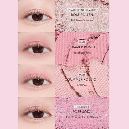 Amuse SEOUL Eye Color Palette 02 COOL ROSE | rose tones | Soft shading, makeup variety of textures, sensuous, vibrant layering, cruelty-free, eco-friendly, vegan