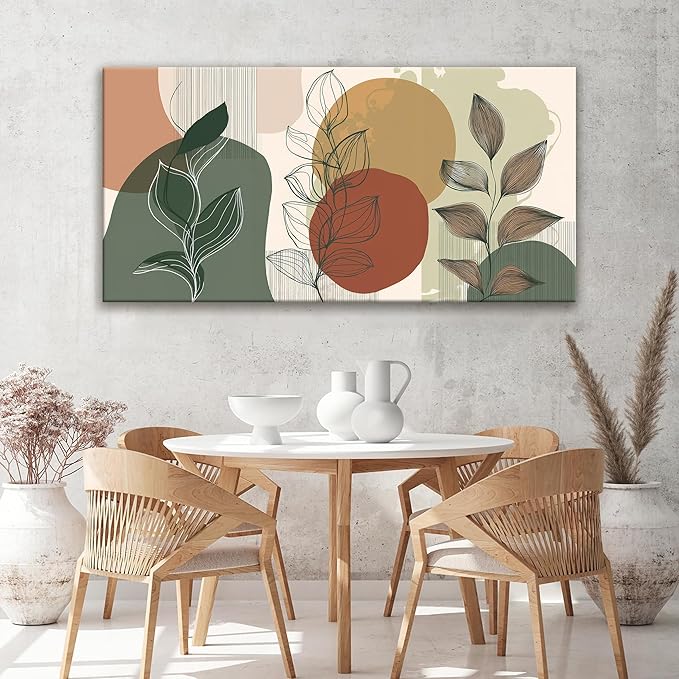 Tsomzxng Canvas Art Wall Decor Abstract Boho Wall Art For Living Room Modern Century Canvas Prints Paintings Pictures Green Botanical Bohemain Wall Art For Hotel Home Wall Artwork 24x48 Inch