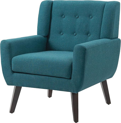 UIXE Accent Chair, Modern Upholstered Armchair in Fabric for Living Room, Comfy Club Arm Chairs Single Sofa Button Tufted Bedroom Reading Seat - Turquoise Blue, Set of 2