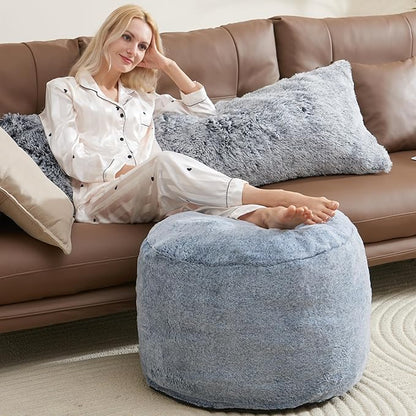 Round Pouf Ottoman Foot Rest Plush Ottoman Footstools for The Living Room Ottomans Stuffed Full of Foam Blocks 26 * 18" Large Foot Stool Dark Grey Footrests Hassocks and Ottomans Set