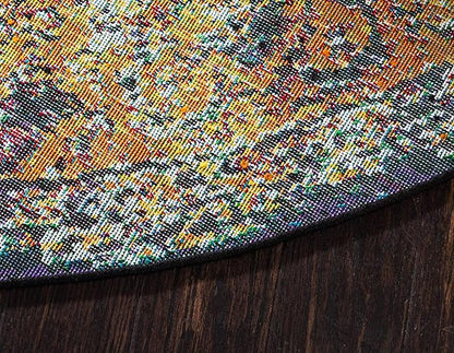 Unique Loom Rosso Collection Vintage, Traditional, Bohemian, Geometric, Border, Distressed, Southwestern Area Rug, 8 ft x 8 ft, Orange/Black