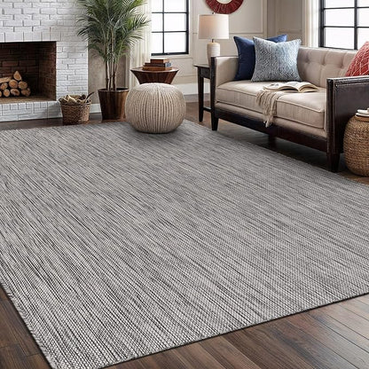 Washable Indoor Outdoor Rug 8x10 Weather Resistant Area Rugs Modern Solid for Porch Deck Balcony Backyard Patio Outside Carpet (8 X 10 Silver Grey)