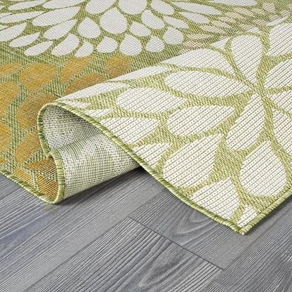 Beverly Rug Outdoor Rug 10x14 Modern Exotic Tropical Leaf Area Rugs for Indoor and Outdoor Patio Deck Porch Garden Water Resistant Washable Outside Carpet (10 x 14 Green)