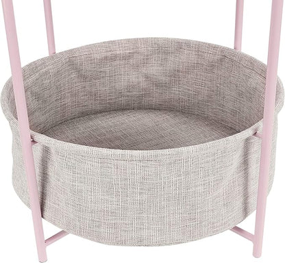 Amazon Basics Round Storage End Table, Side Table with Cloth Basket, Dusty Pink, 17.7"D x 17.7"W x 18.9"H