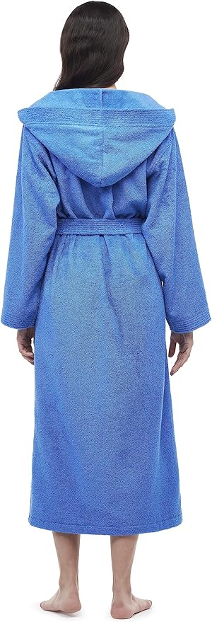 Arus Women's Pacific Hooded Turkish Cotton Bath Robe with Full Length Options