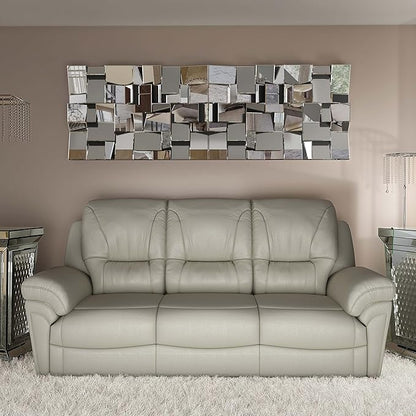 KOHROS Modern Geometric Irregular Mirror for Wall Decor 44" x 30" Decorative Mirror with Beveled Glass for Entryway Hallway Living Room Home Decor Horizontal or Vertical Hanging