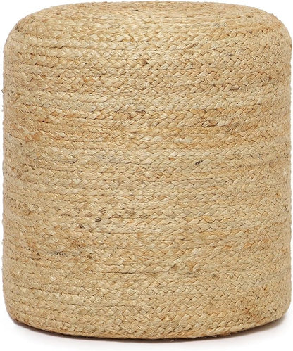 REDEARTH · Cylindrical Pouf Ottoman - Braided Pouffe Accent Sitting Round Footrest for Living Room, Bedroom, Nursery, kidsroom, Patio, Gym; 100% Jute Set of 2 (14.5"X14.5"X16"; Natural)