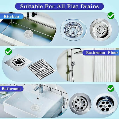 Shower Drain Hair Catcher,2Pcs,4.72'',Flat Drain Hair Catcher,Shower Drain Cover/Filter, Bathroom/Kitchen Sink Drain Strainer,Stainless Steel and TPE