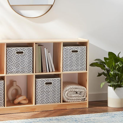 Amazon Basics Collapsible Cube Storage Organizer Bins, 6-Pack, 10.5 x 10.5 x 11 inches, Chevron Grey