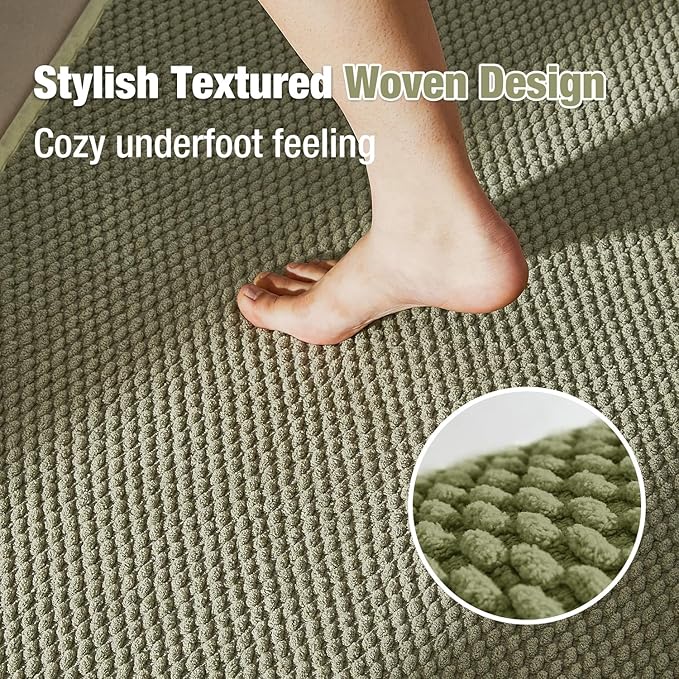 Bathroom Rugs Non Slip Washable, Super Absorbent Thin Bath Mat Quick Dry Low Pile Bathroom Rug, Sage 24"x36"