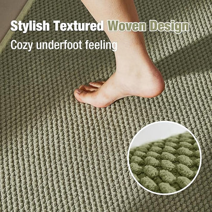 Bathroom Rugs Non Slip Washable, Super Absorbent Thin Bath Mat Quick Dry Low Pile Bathroom Rug, Sage 24"x36"