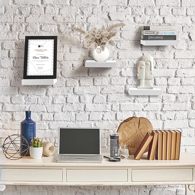 Sorbus Square Floating Shelf for Wall - 4 Small Shelves with Invisible Mounting Brackets for Living Room Decor, Bedroom, Bathroom Decor, Home & Kitchen - 9" Wall Shelf to Display Photos Trophies