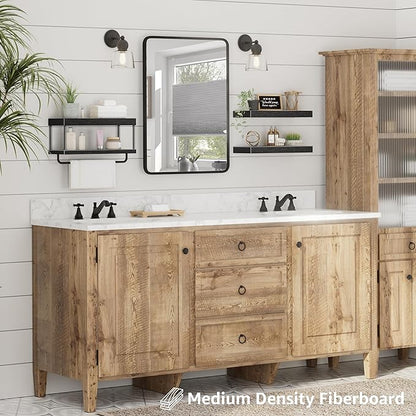 QEEIG Bathroom Floating Shelves Over Toilet - Wall Mounted Shelf Toilet Paper Storage Farmhouse 16 inch Set of 3, Black (027-40B3)